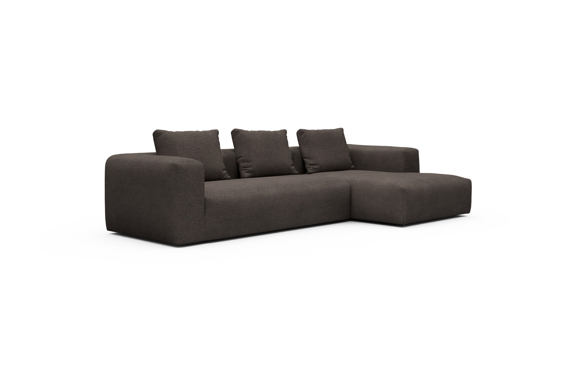 Ecksofa Fred Chaiselongue rechts mit 2,5-Sitzer Boucle-Taupe
