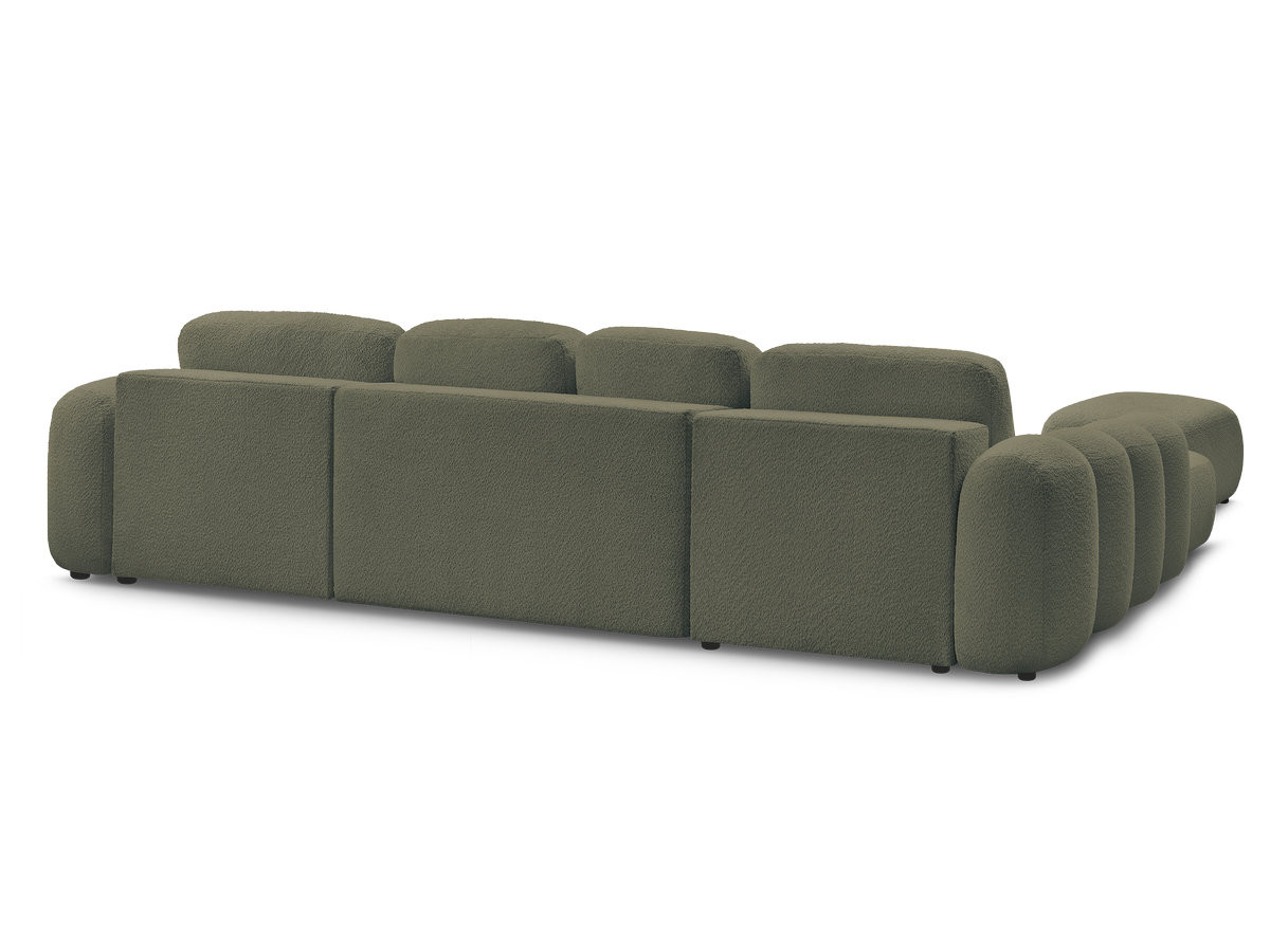 Bobochic Montaigne Wohnlandschaft mit Pouf Bouclé-Stoff Grün Ecke links