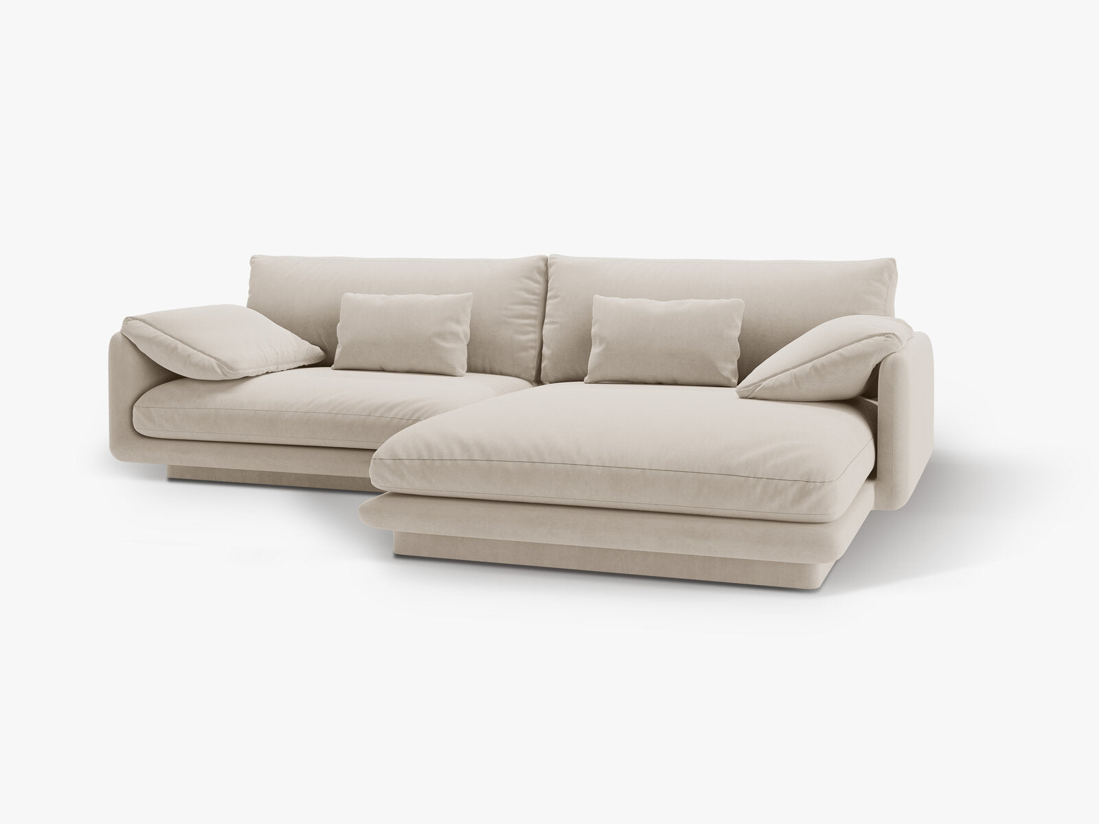 Micadoni Ecksofa Torino 4-Sitzer Rechts Samt Ecru