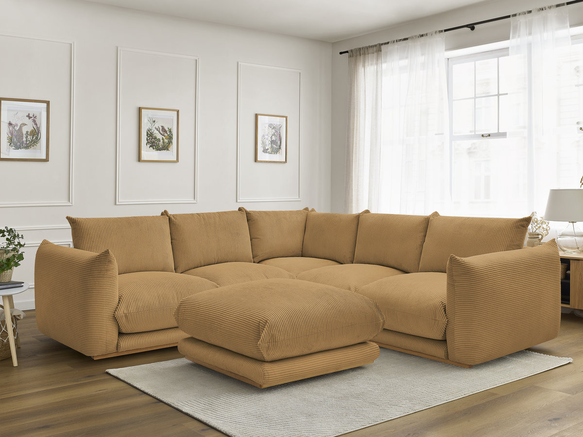 Bobochic Ernest Ecksofa mit Pouf Cordsamt Gelb