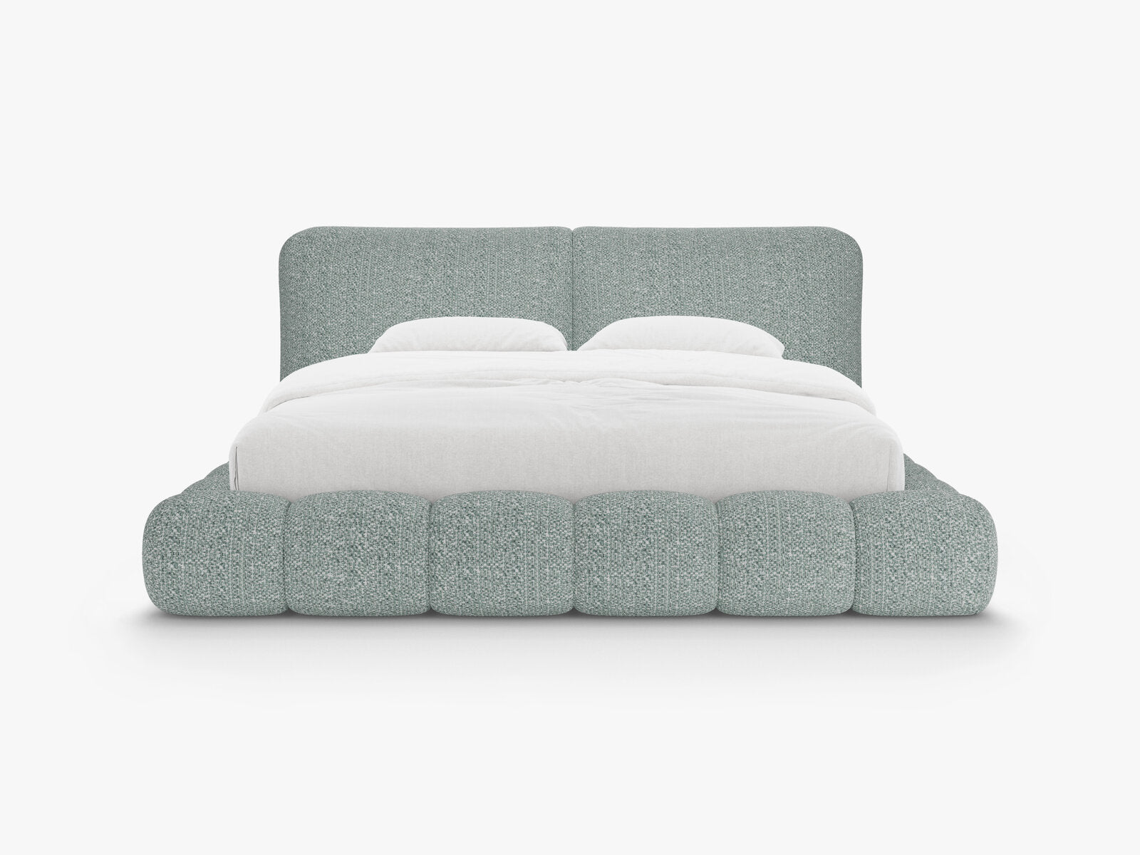 Micadoni Stauraumbett mit Kopfteil Solange Chenille Silencio Gedämpftes Blau 200x200