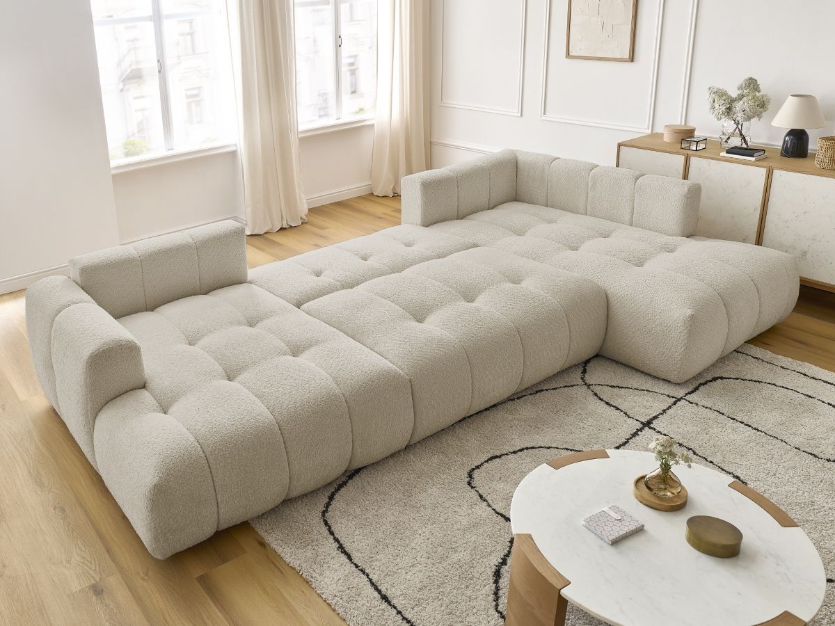 Bobochic Fuji Wohnlandschaft Bouclé-Stoff Beige Ecke links