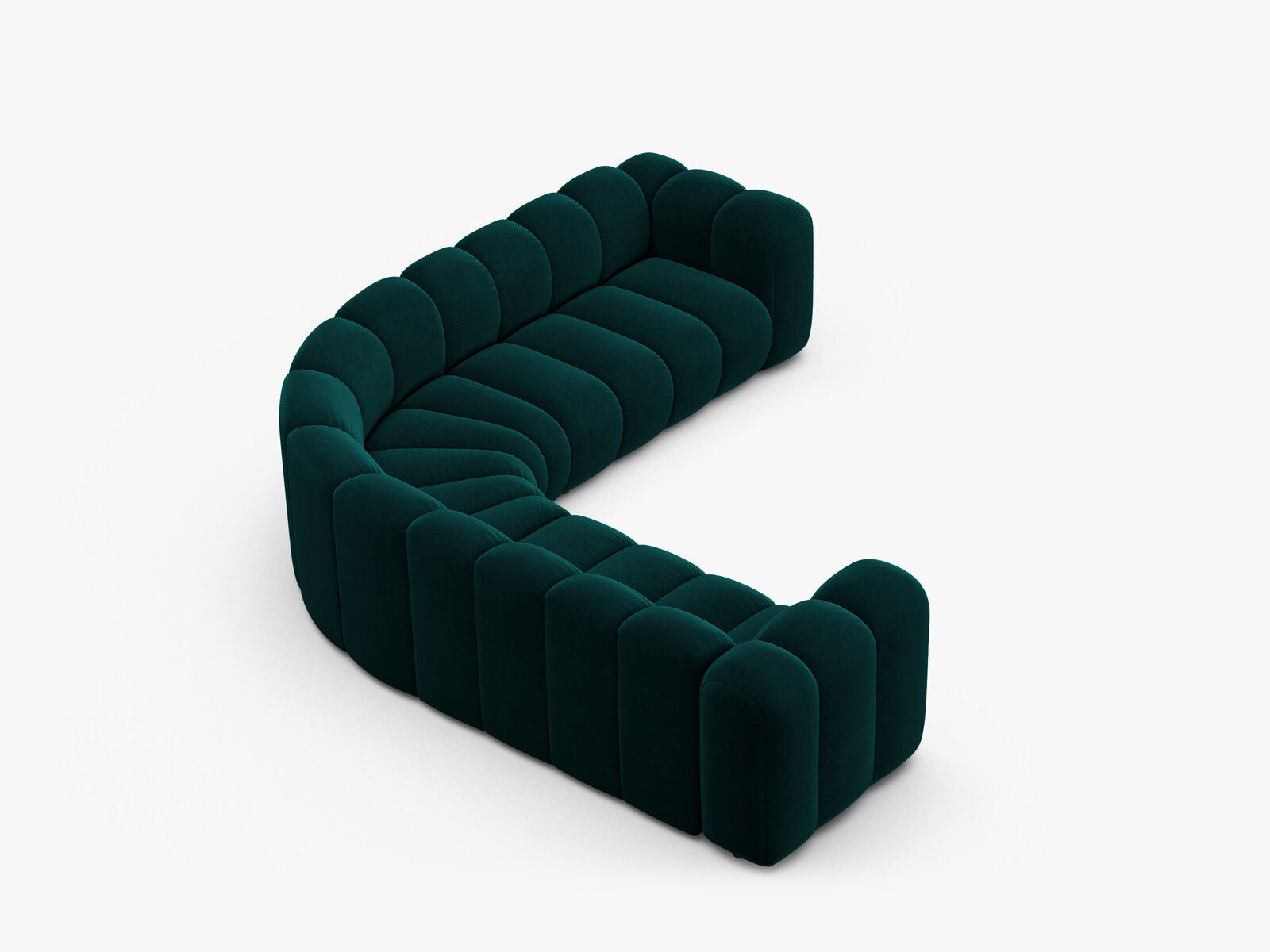 Micadoni symmetrisches Ecksofa Lupine 5-Sitzer mittelgroß Samt Venus Dunkel Petrol