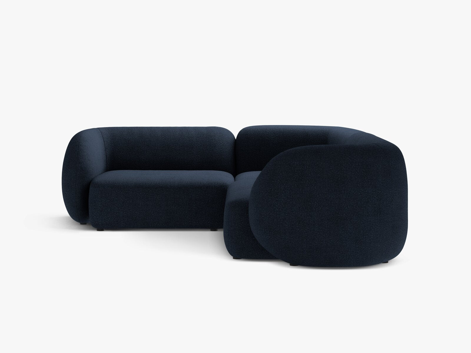 Micadoni Ecksofa Kate 4-Sitzer Links Boucle Dunkelblau