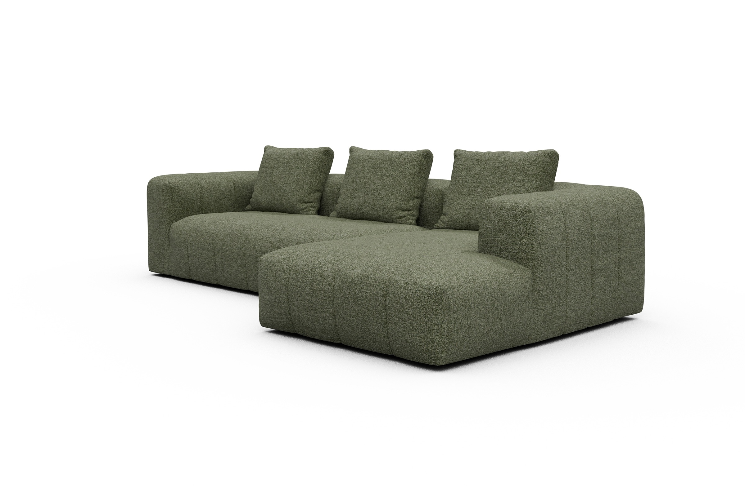 Ecksofa Hugo 2,5-Sitzer Armlehne links mit Chaiselongue Carreno-Vivid-Green