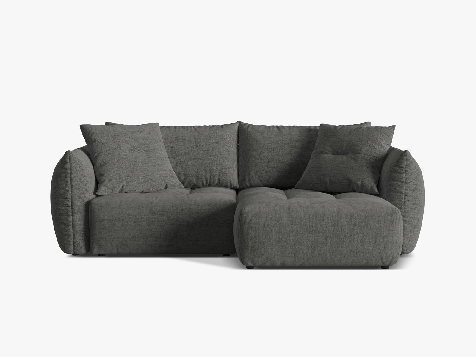 Micadoni Bloom Ecksofa 3-Sitzer mit Schlaffunktion Rechts Strukturierter Stoff Wind Dunkelgrau