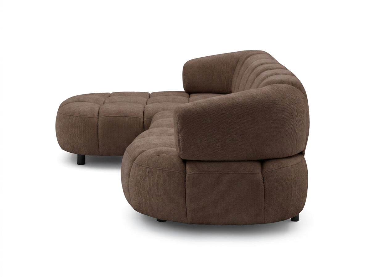 Bobochic Lovely Ecksofa mit Schlaffunktion Stoff Braun Ecke links