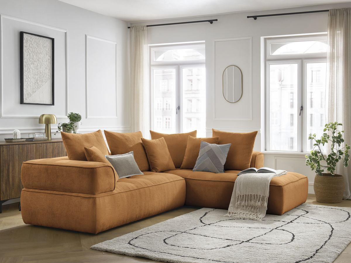Bobochic Whesley Ecksofa Stoff Gelb Ecke rechts