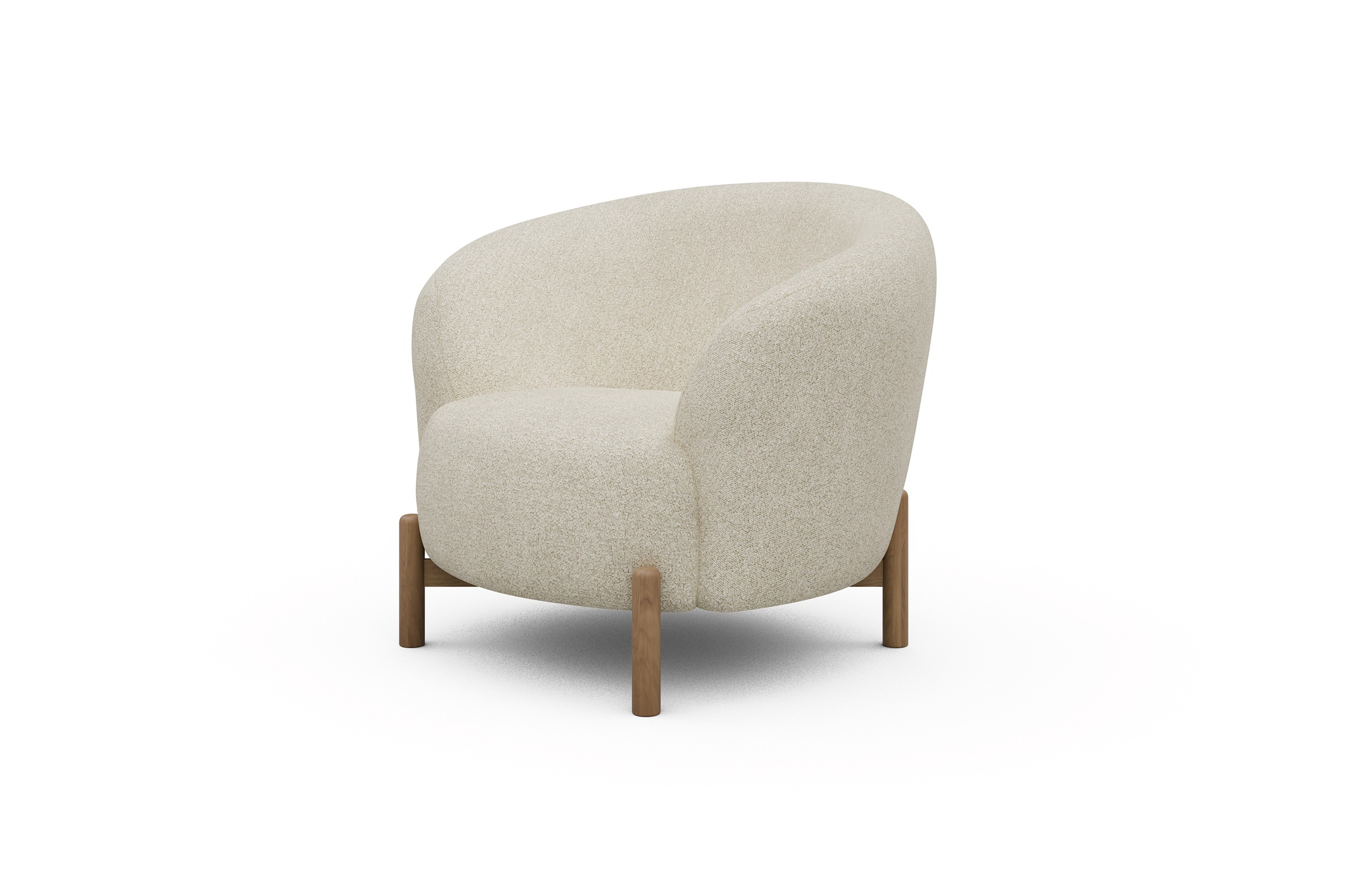 Sessel Ronda Holzbeine Eiche Natur Boucle-Off-White
