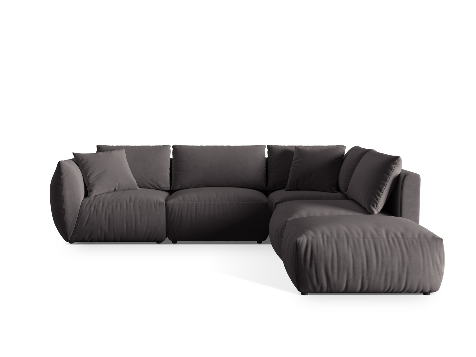 Micadoni Modulares Ecksofa Chris 4-Sitzer Rechts Samt Dunkelgrau