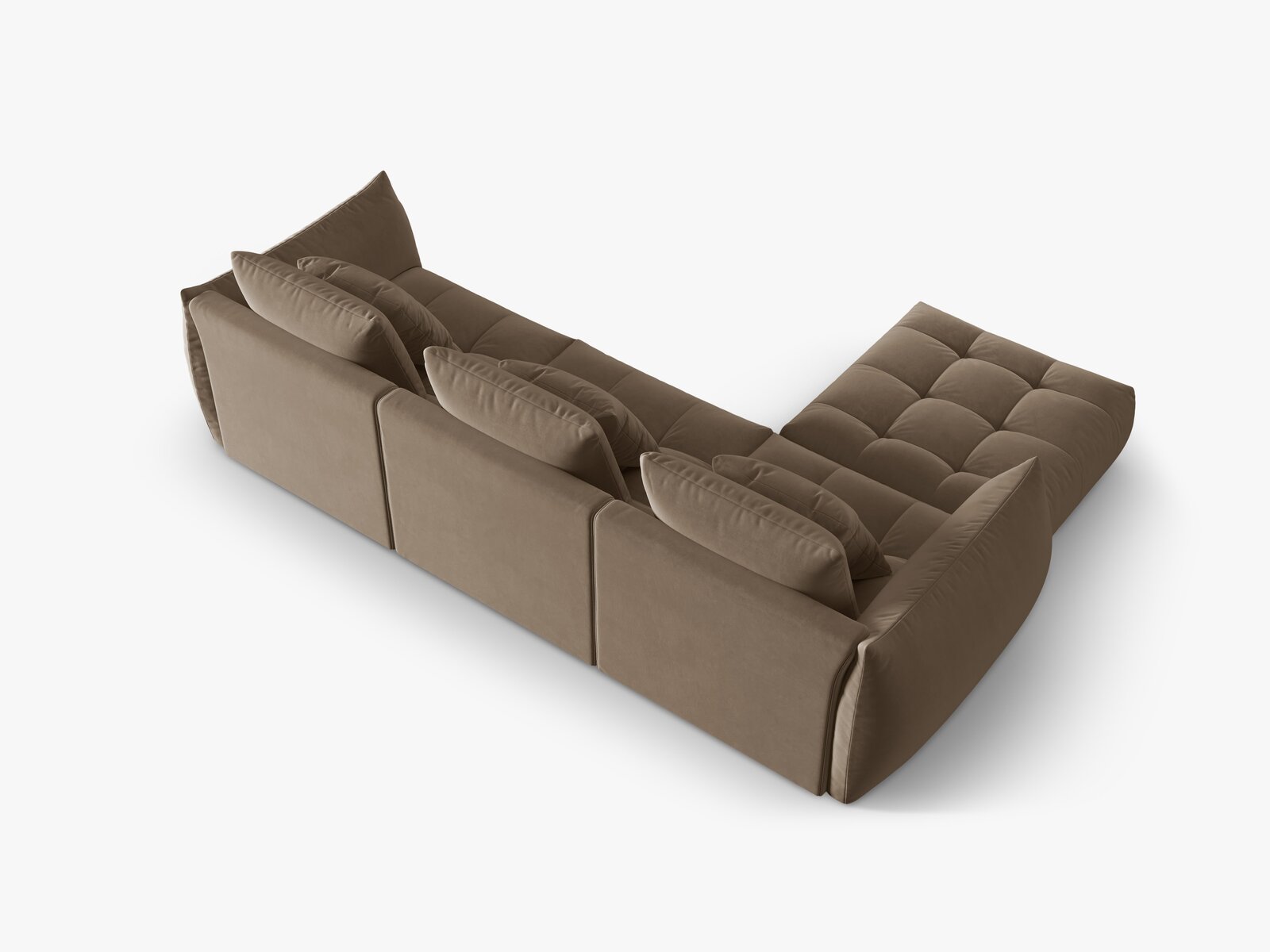 Micadoni Ecksofa Bloom 2-Sitzer Samt Hellbraun