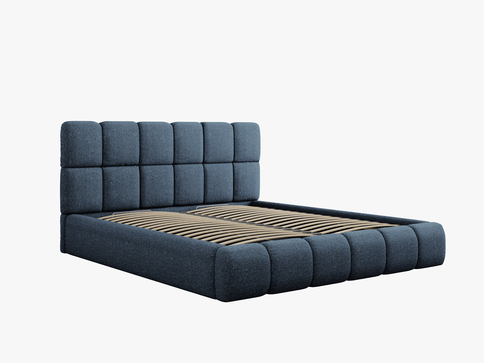 Micadoni Stauraumbett mit Kopfteil Bellis Chenille Haga Königsblau 180x200