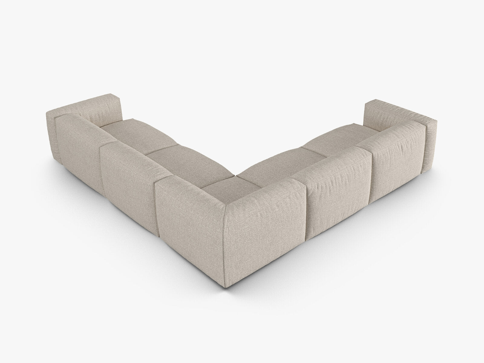 Micadoni modulares symmetrisches Ecksofa XL Martina 5-Sitzer 90cm Sitztiefe Boucle Monet Beige
