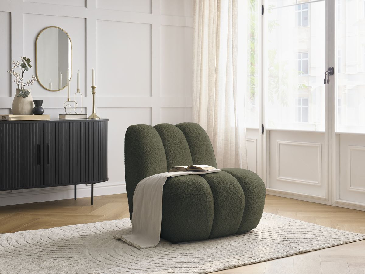 Bobochic Janissaire Sessel 81 × 90 cm Bouclé-Stoff Grün