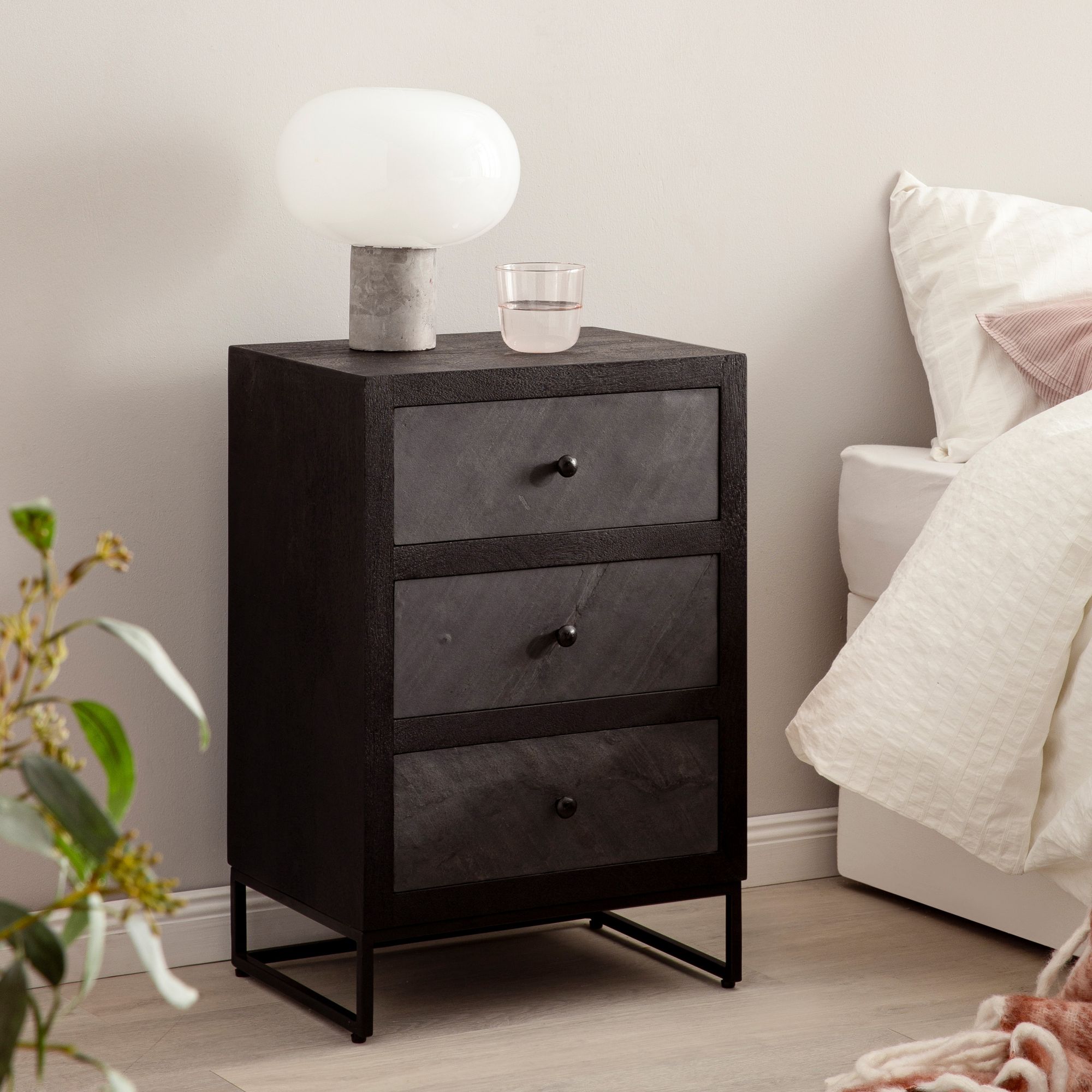 Nachttisch Blomvag Massivholz Schwarz 40 × 30 × 60 cm