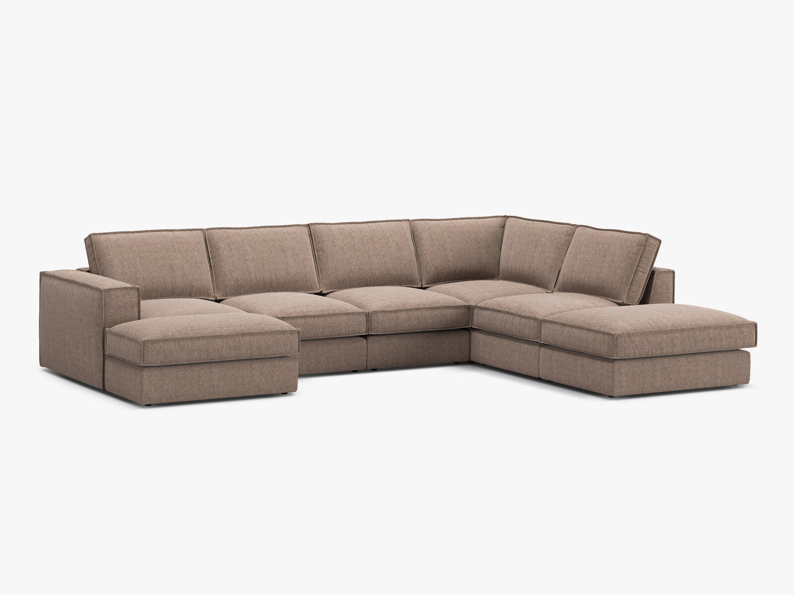 Micadoni modulares Panorama Ecksofa Pola 5-Sitzer Rechts Strukturierter Stoff Babel Hellbraun