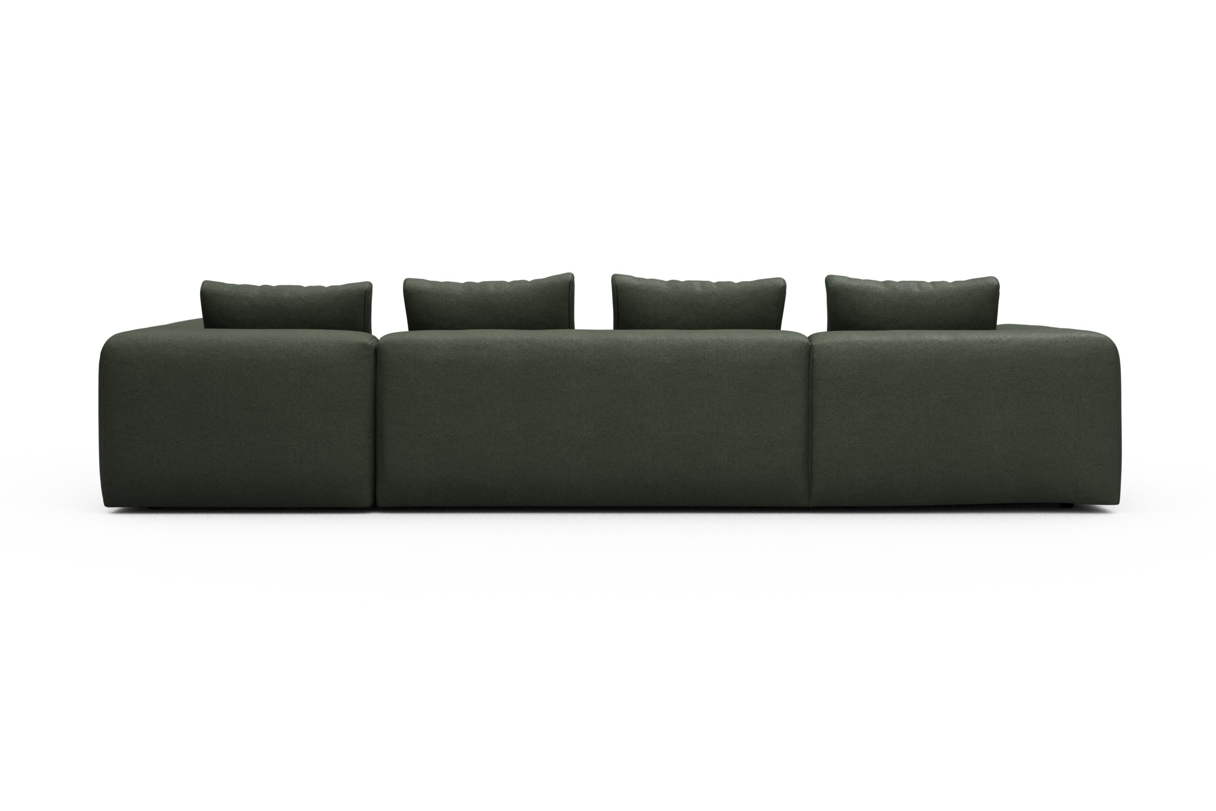 Wohnlandschaft Fred Chaiselongue links mit 2-Sitzer und lange Armlehne rechts Denari-Forest-Green