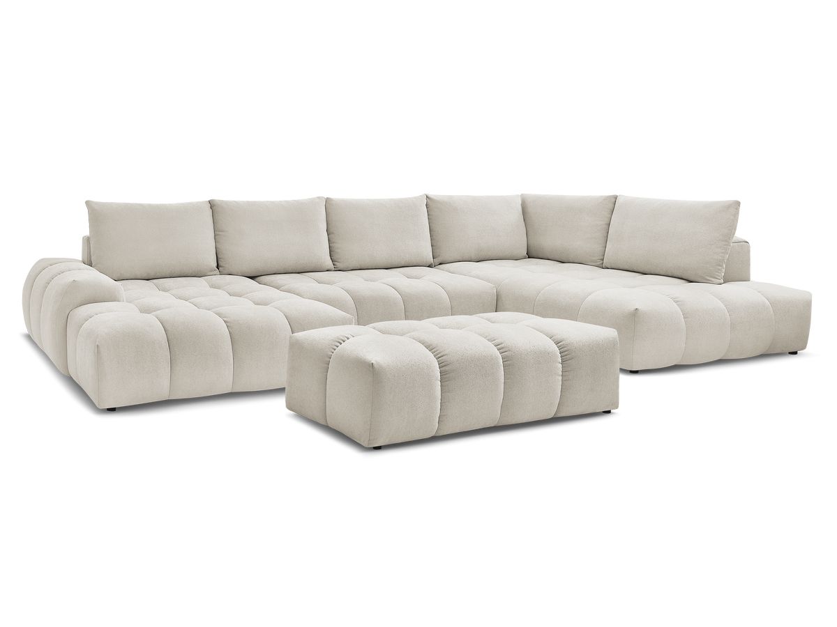 Bobochic Everest Wohnlandschaft mit Pouf, 6 Kissen Strukturstoff Beige Ecke links
