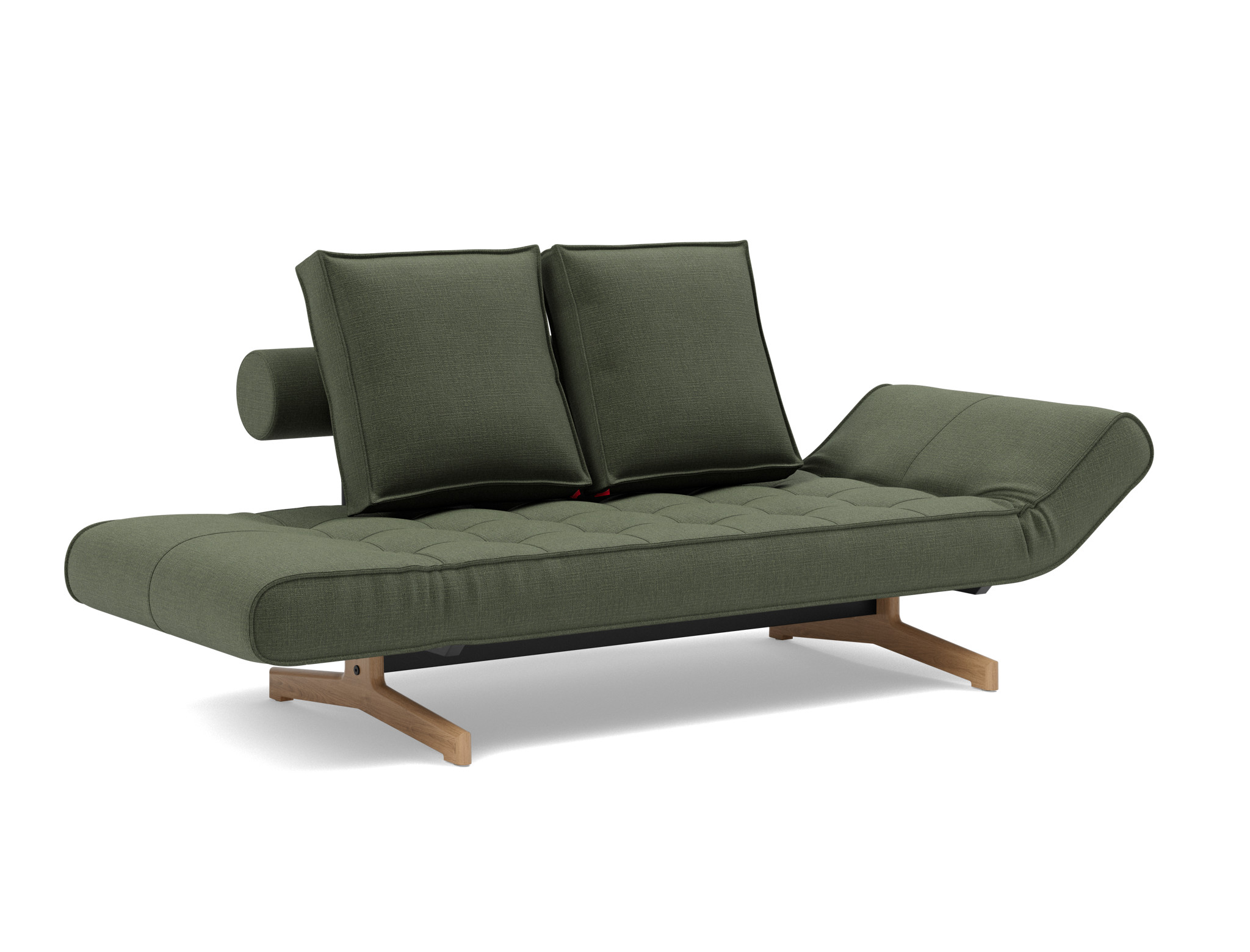Tagesbett Ghia Chenille Esina 413-Olive-Green Beine Eiche