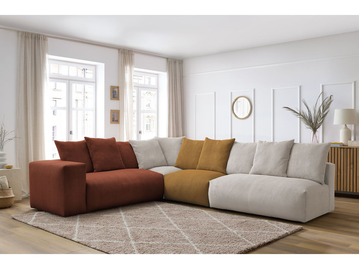 Bobochic Voltaire Ecksofa 322 × 268 cm Cordsamt Mehrfarbig Ecke links