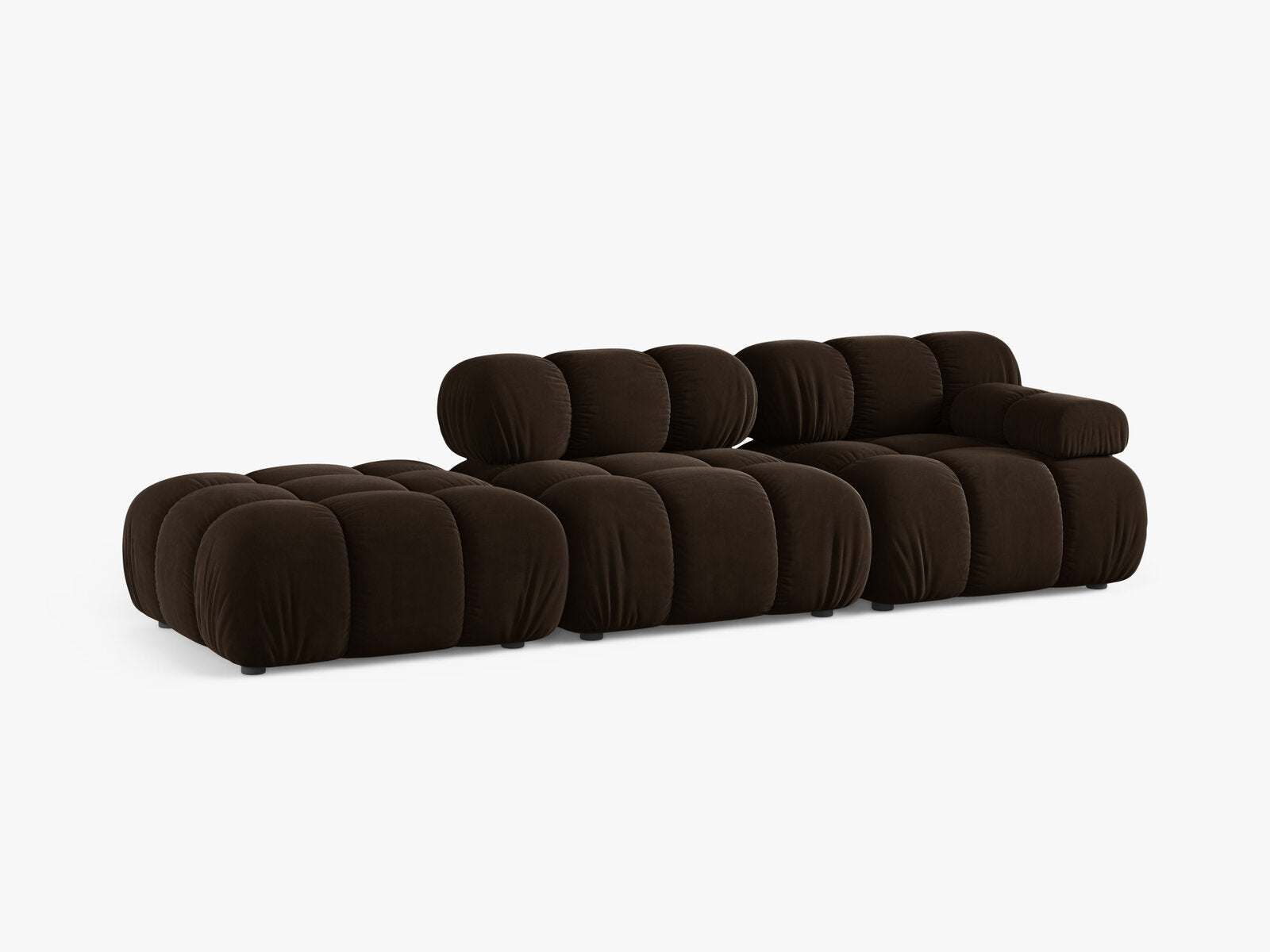Micadoni Modulares Sofa Bellis 4-Sitzer Links Samt Bluvel Dunkelbraun