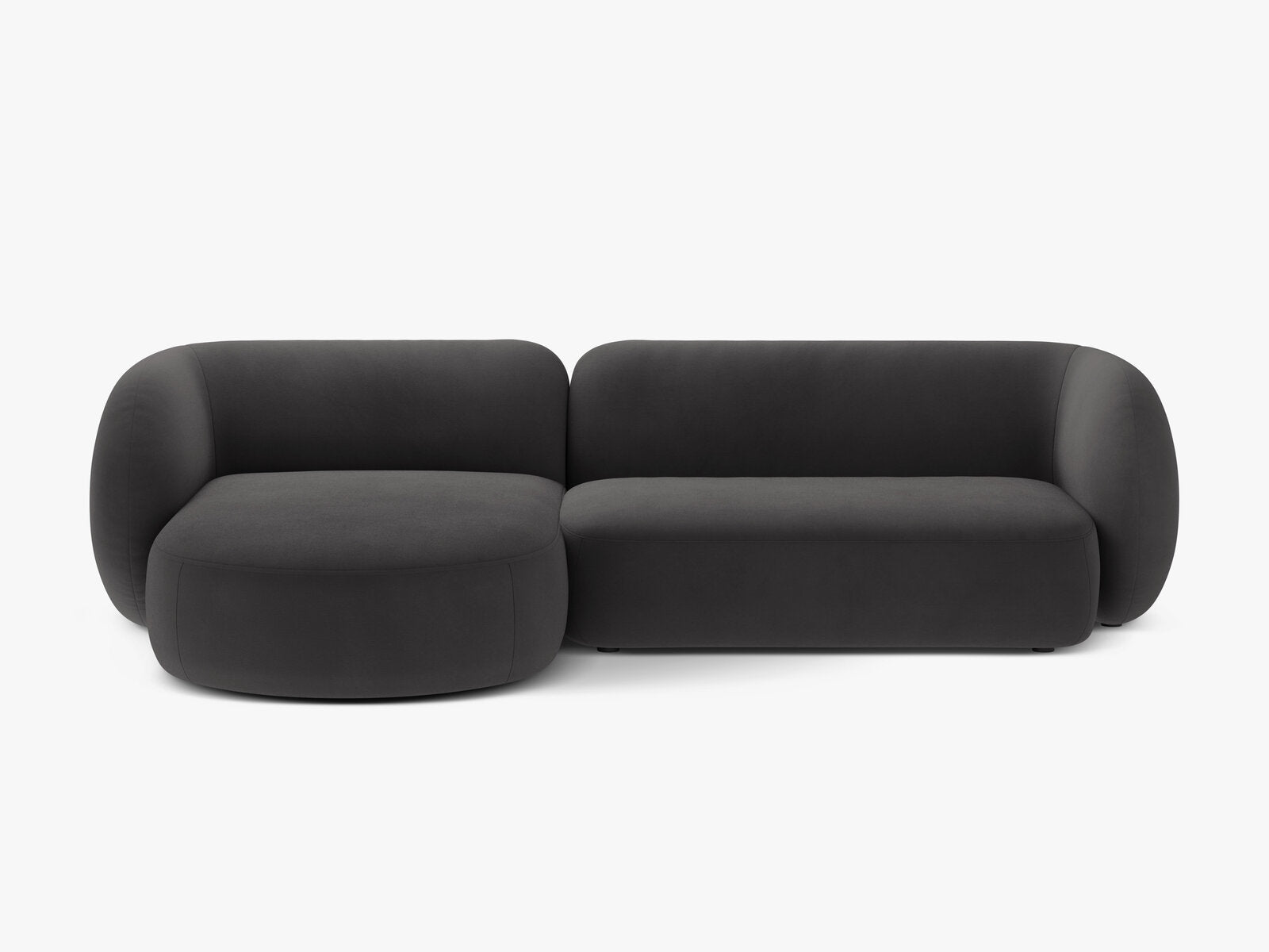 Micadoni Ecksofa Kate 3-Sitzer Links Samt Dunkelgrau