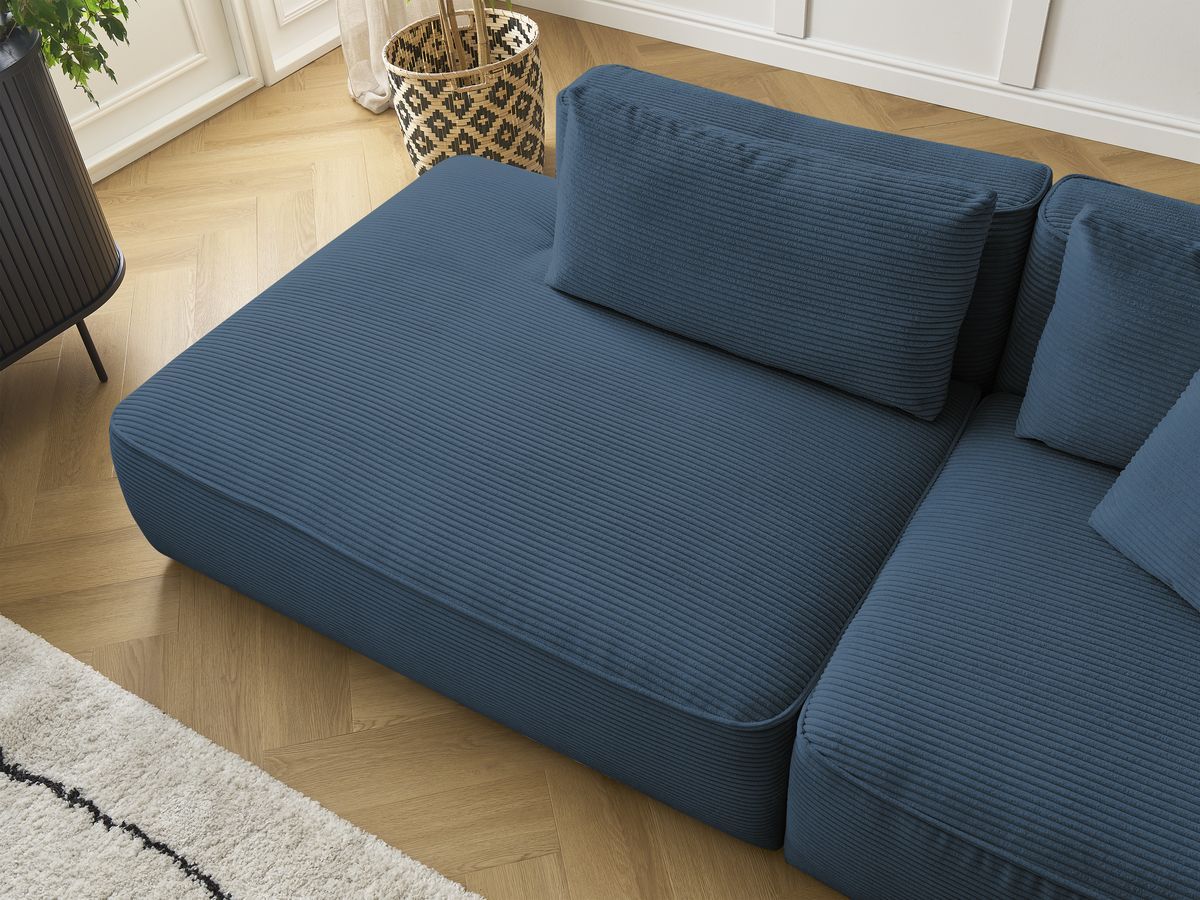 Bobochic Leopold Sofa 3-Sitzer Cordsamt Dunkelblau Armlehne rechts
