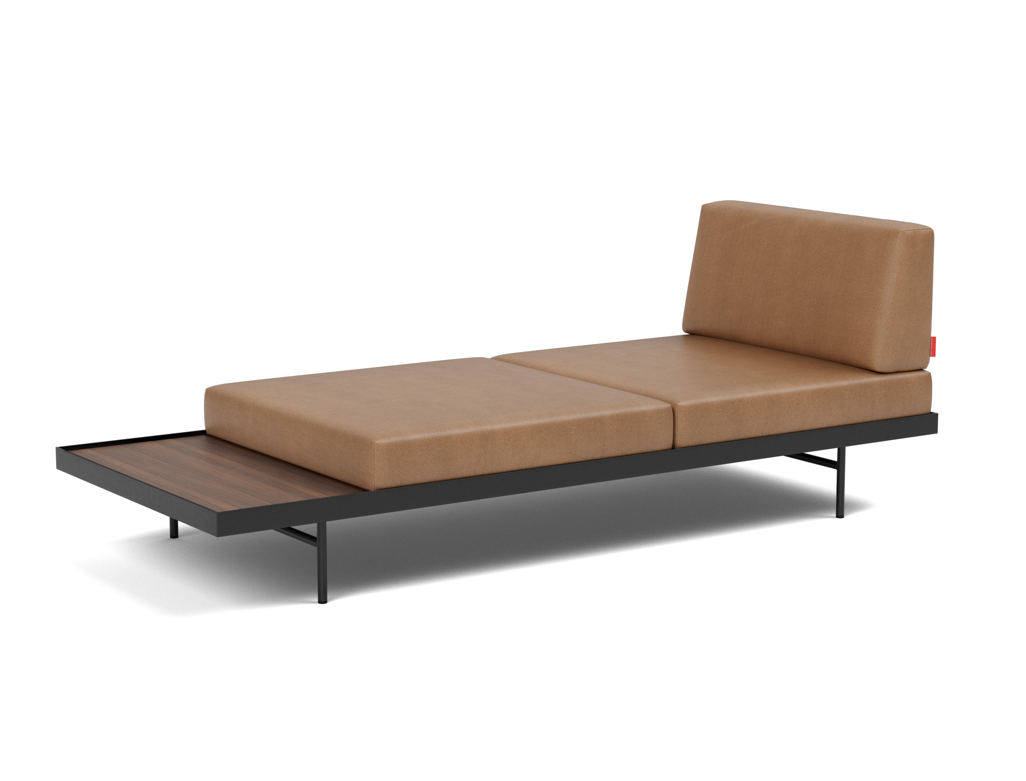 Tagesbett Puri Lederoptik Faunal 551-Brown Beine mit Nussbaumtisch