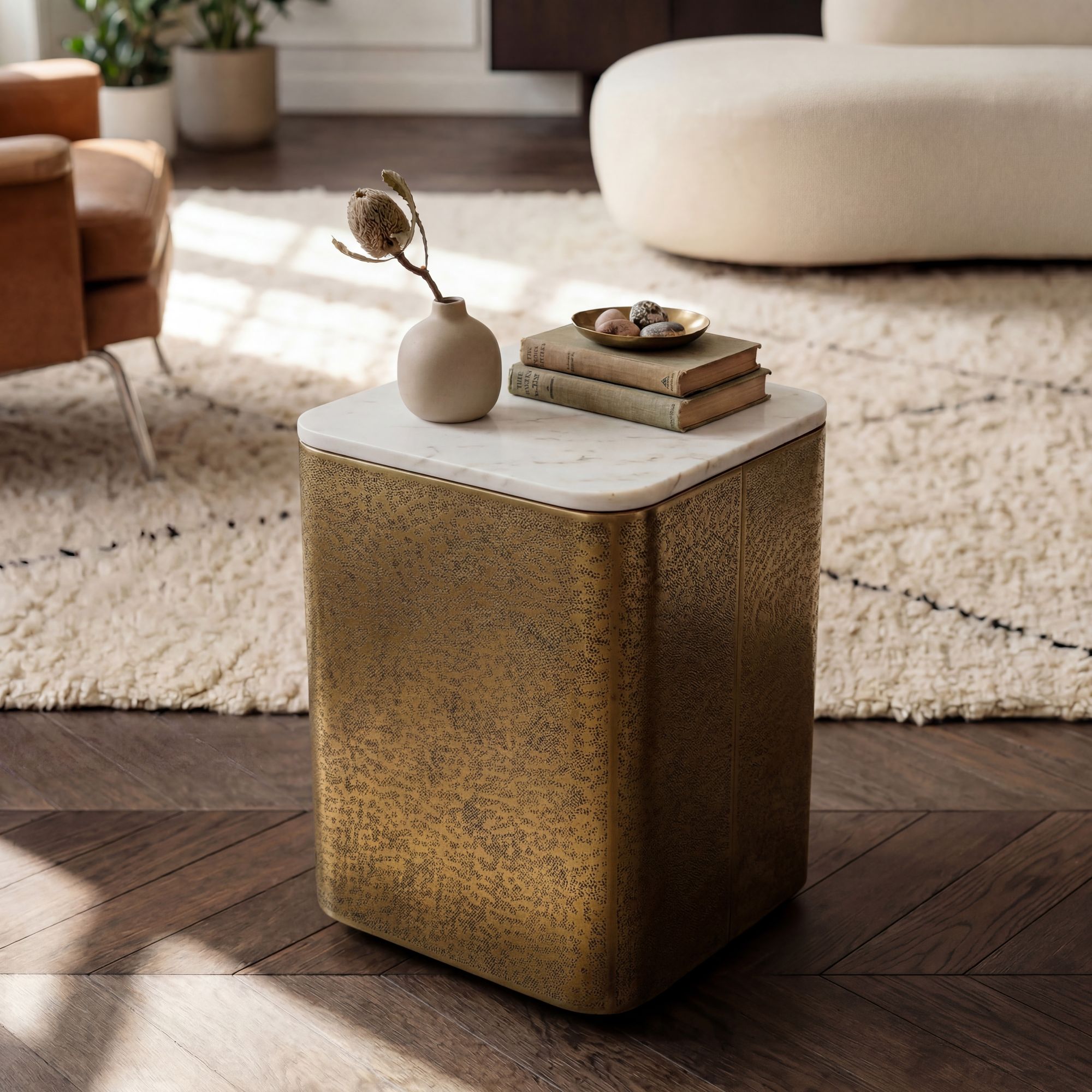 Beistelltisch Tjelta Marmor Gold 33 × 33 × 47 cm