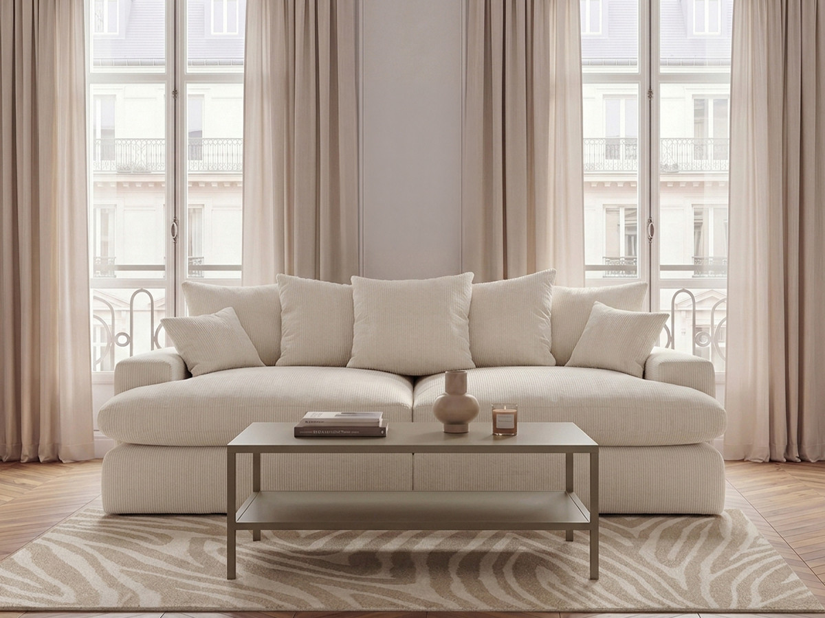 Bobochic Nevada Sofa 3-Sitzer 226 × 150 cm Stoff Weiß