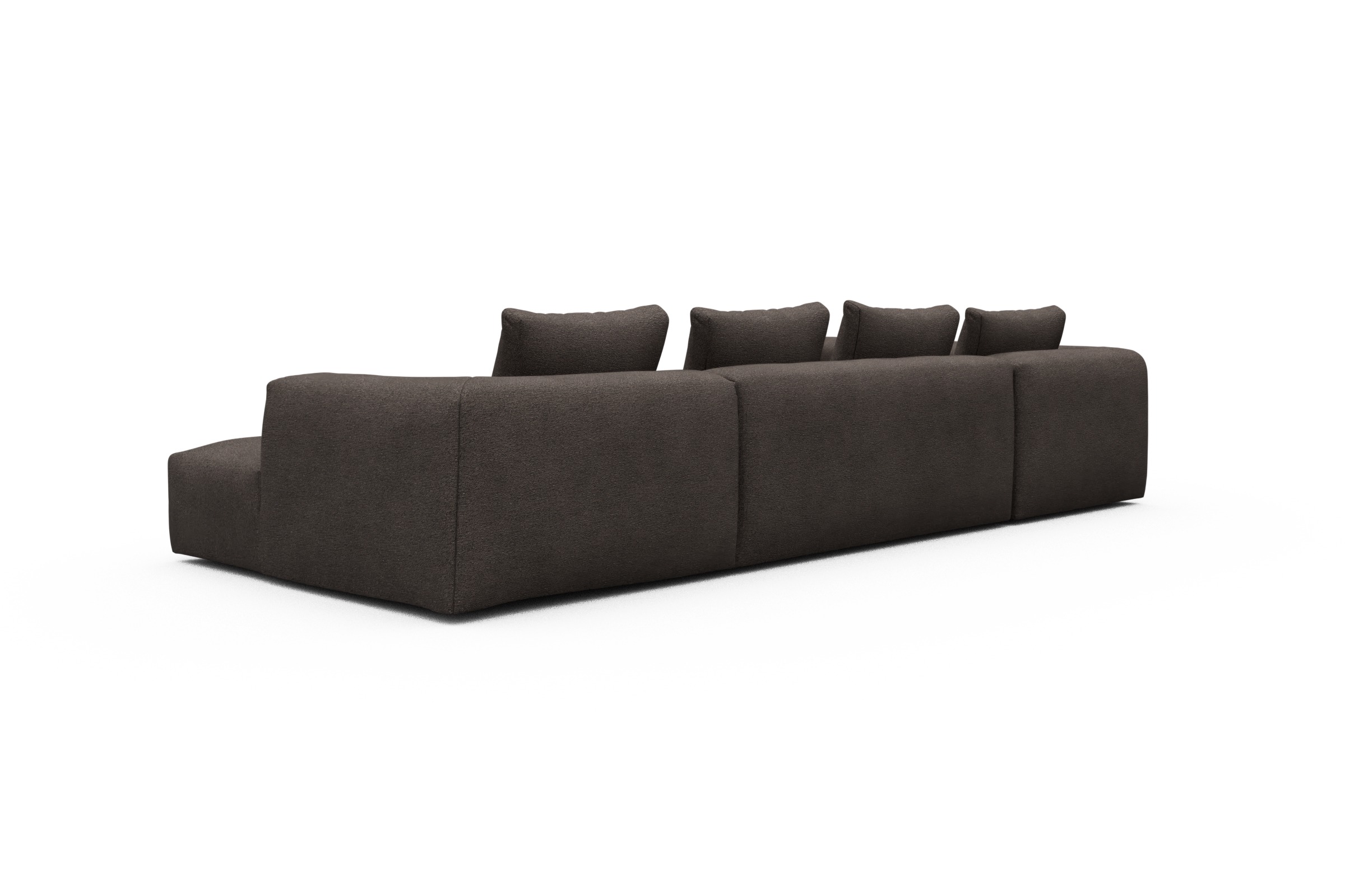 Wohnlandschaft Fred Chaiselongue rechts mit 2-Sitzer und lange Armlehne links Boucle-Taupe