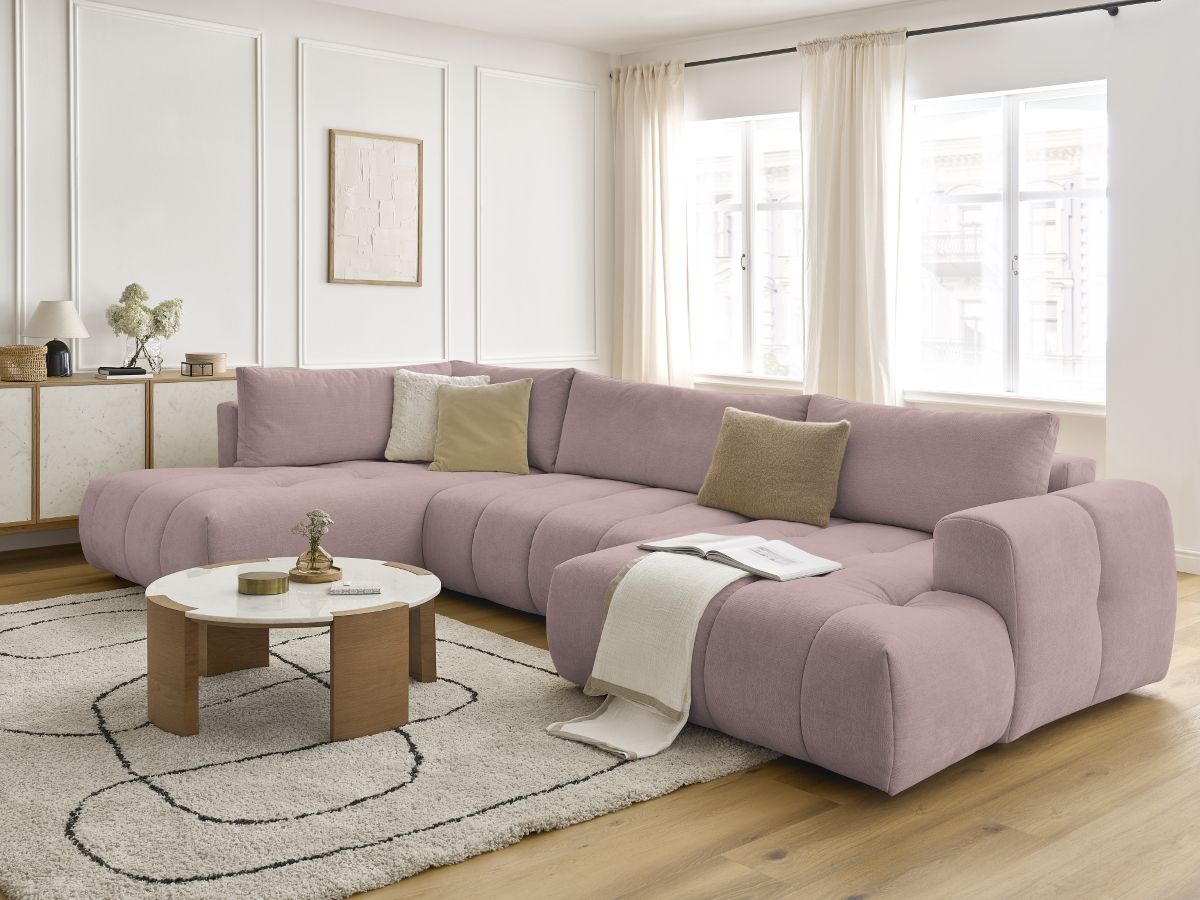 Bobochic Fuji Wohnlandschaft Stoff Rosa Ecke rechts