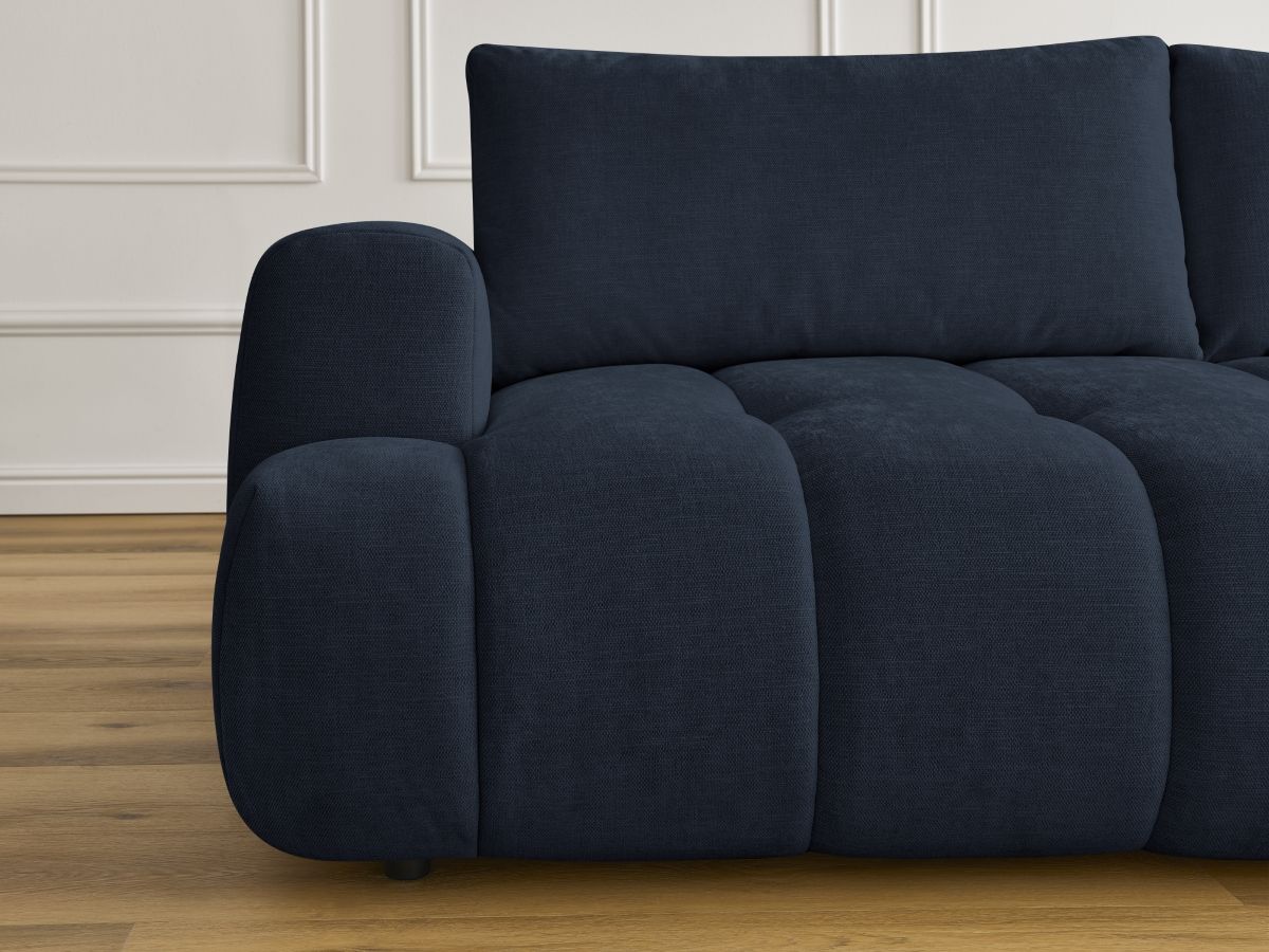 Bobochic Fuji Schlafsofa 3-Sitzer mit Bettkasten und Pouf Stoff Dunkelblau