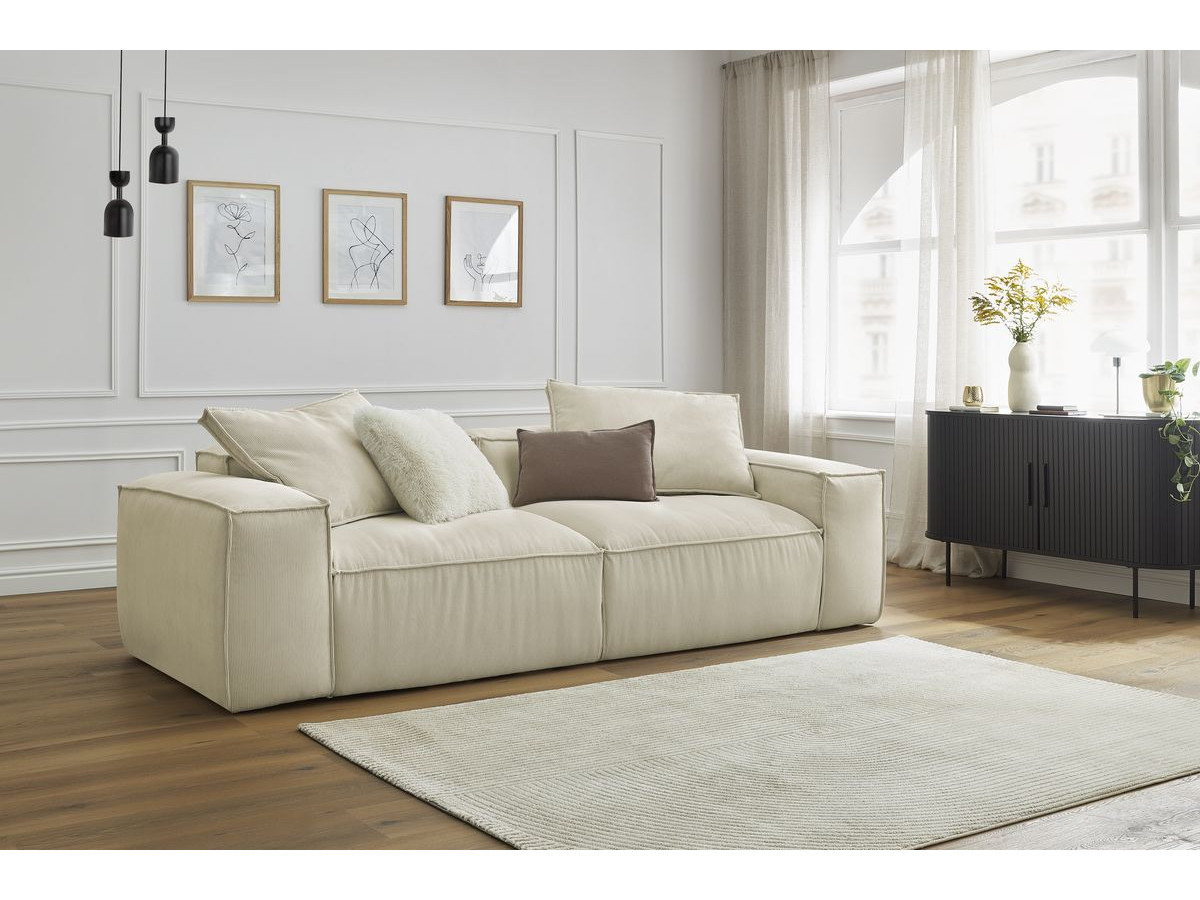 Bobochic Boheme Sofa 3-Sitzer Cordsamt Beige