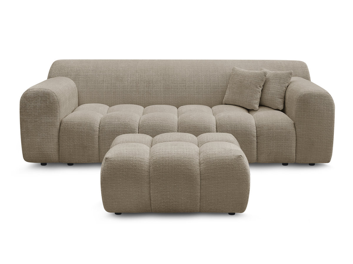 Bobochic Melisse Sofa 3-Sitzer mit Pouf Strukturstoff Taupe