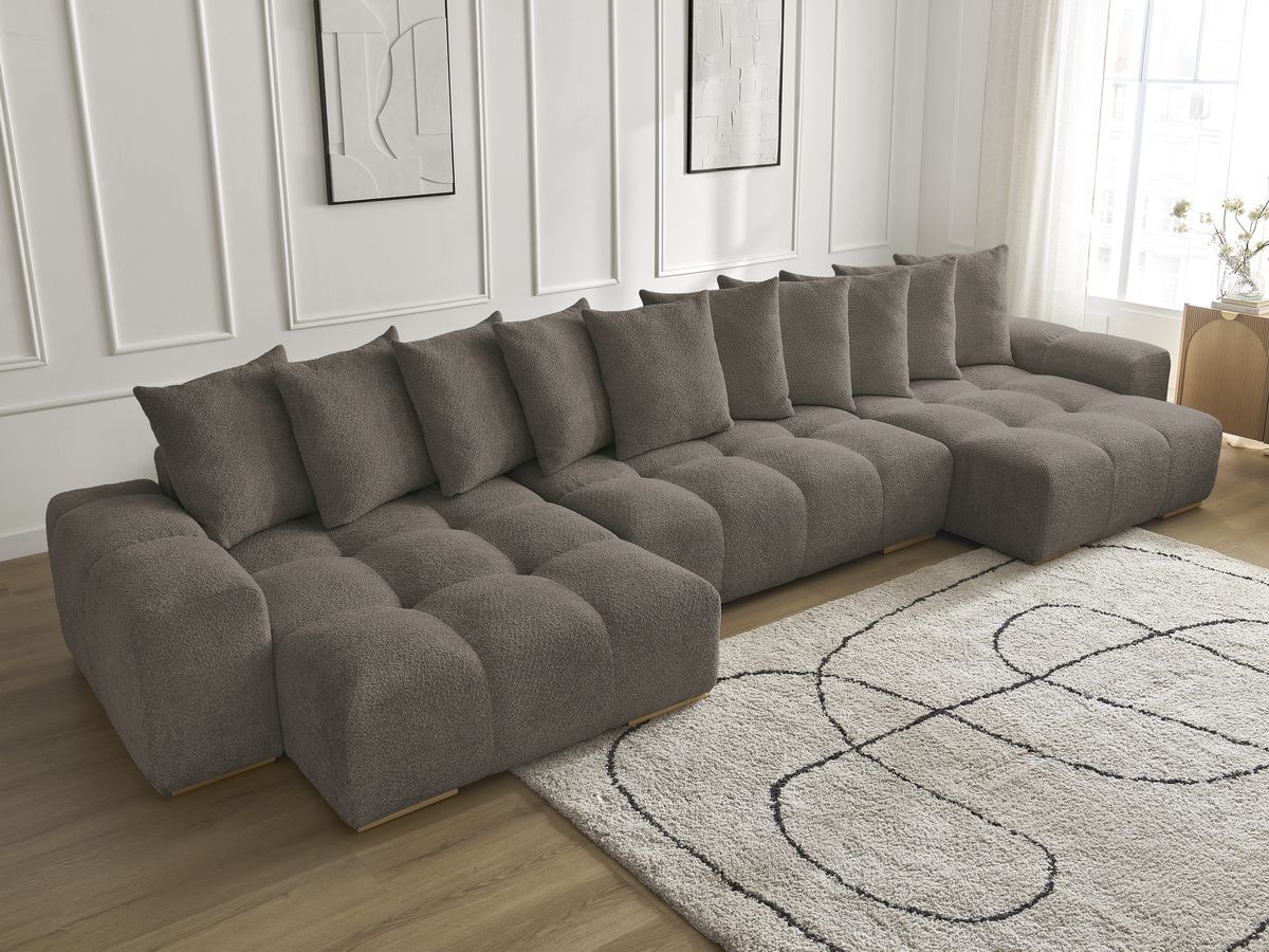 Bobochic Anakin Wohnlandschaft, 10 Kissen Bouclé-Stoff Braun