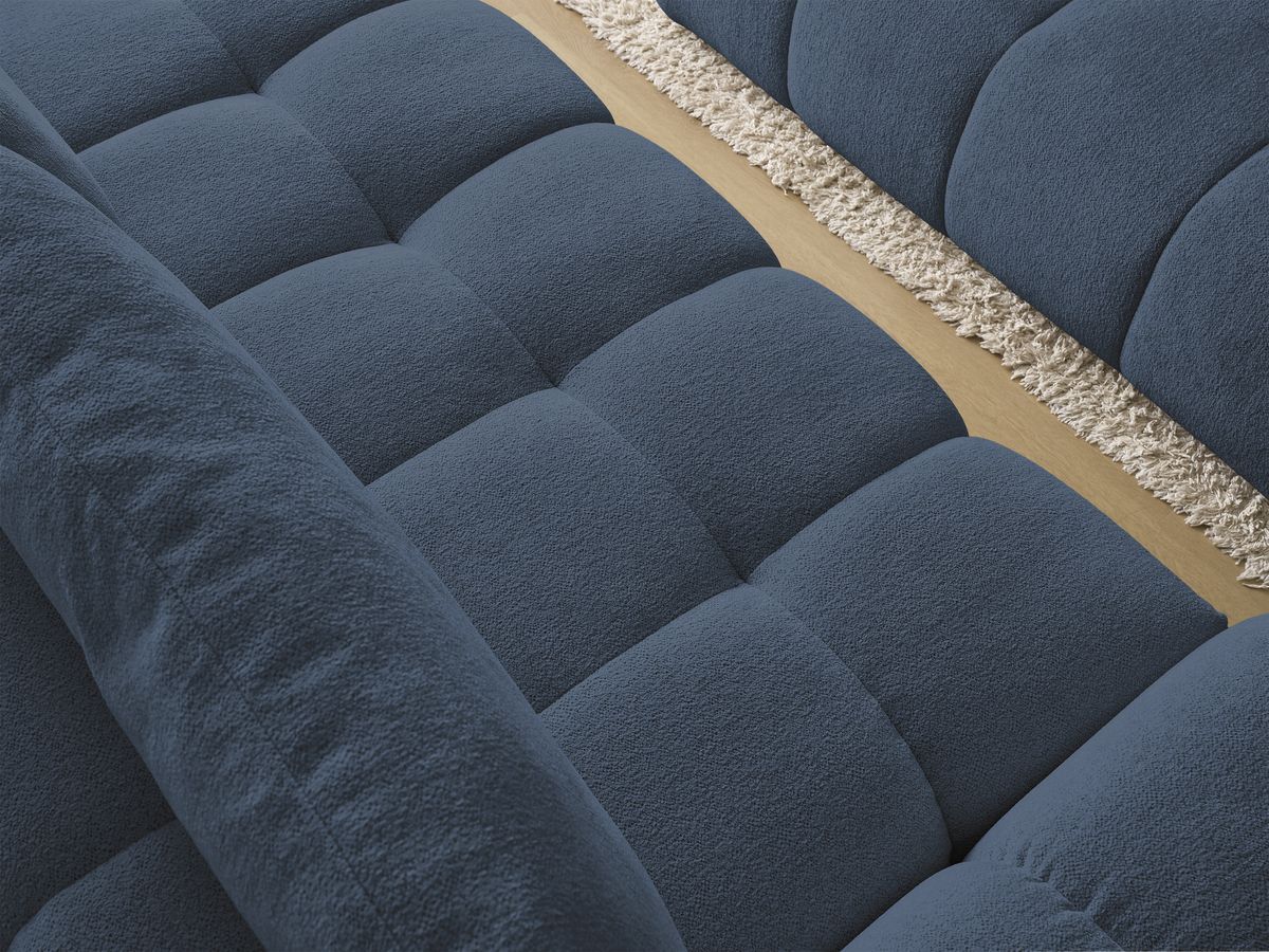 Bobochic Everest Sofa 3-Sitzer mit Pouf, 2 Kissen Melange-Stoff Dunkelblau