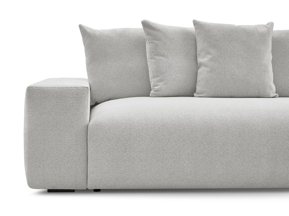 Bobochic Voltaire Schlafsofa 4-Sitzer mit Bettkasten und Pouf Melange-Stoff Hellgrau
