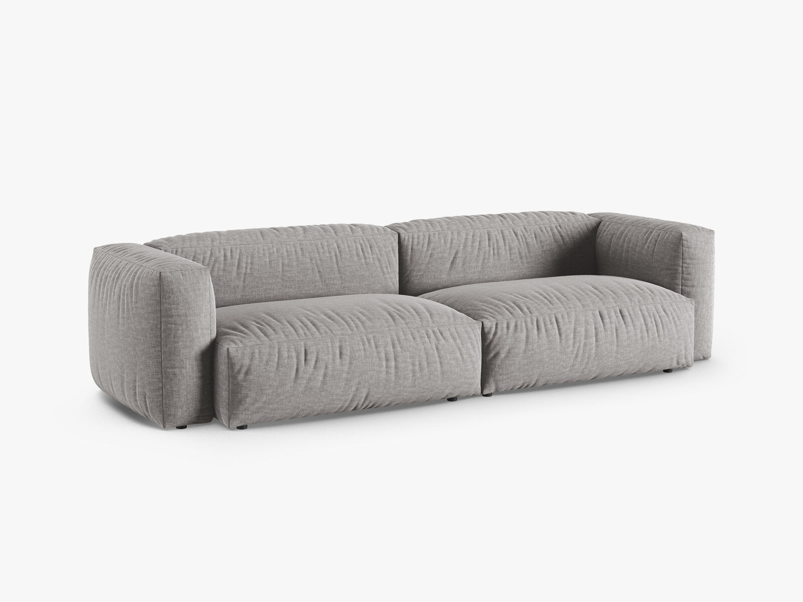 Micadoni Sofa Martina 4-Sitzer 90cm Sitztiefe Strukturierter Stoff Boston Hellgrau