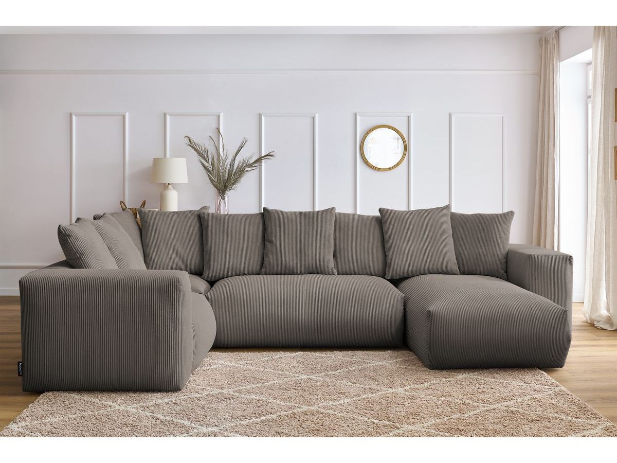 Bobochic Voltaire Wohnlandschaft 356 × 214 cm Cordsamt Taupe Ecke rechts