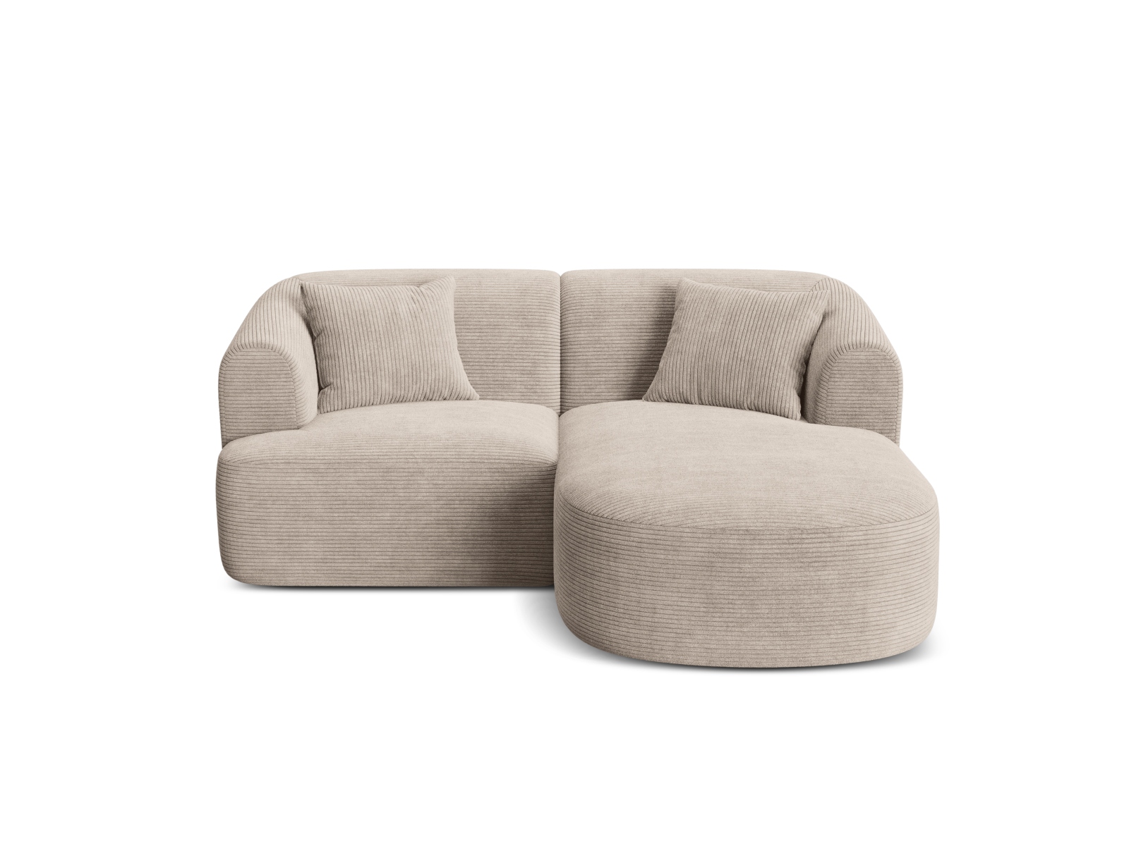 Cosmopolitan Design Ecksofa Campi 3-Sitzer Kord Lincoln D Cappuccino Rechts