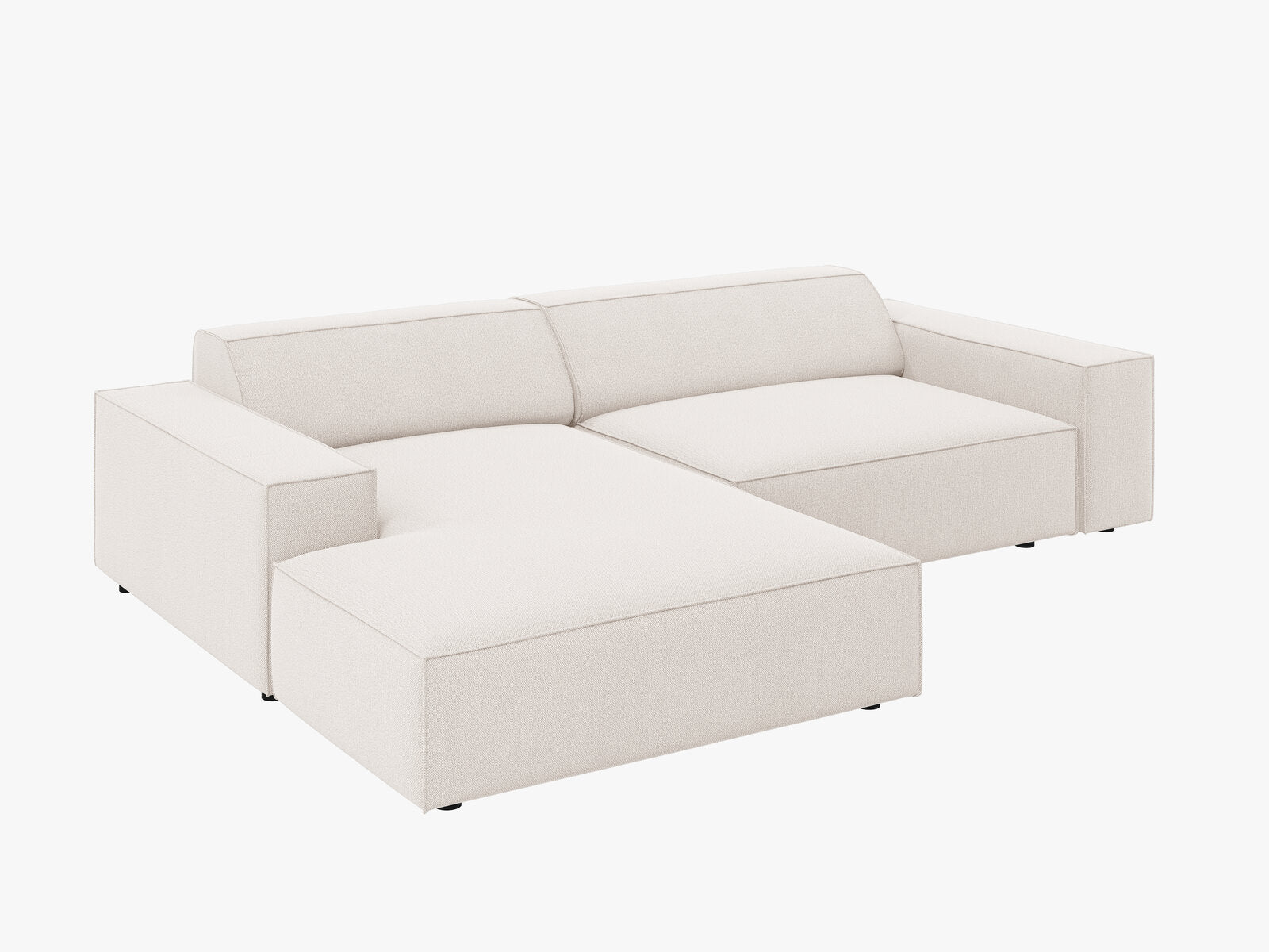Micadoni Ecksofa Jodie 3-Sitzer Links Strukturierter Stoff Megan Helles Beige