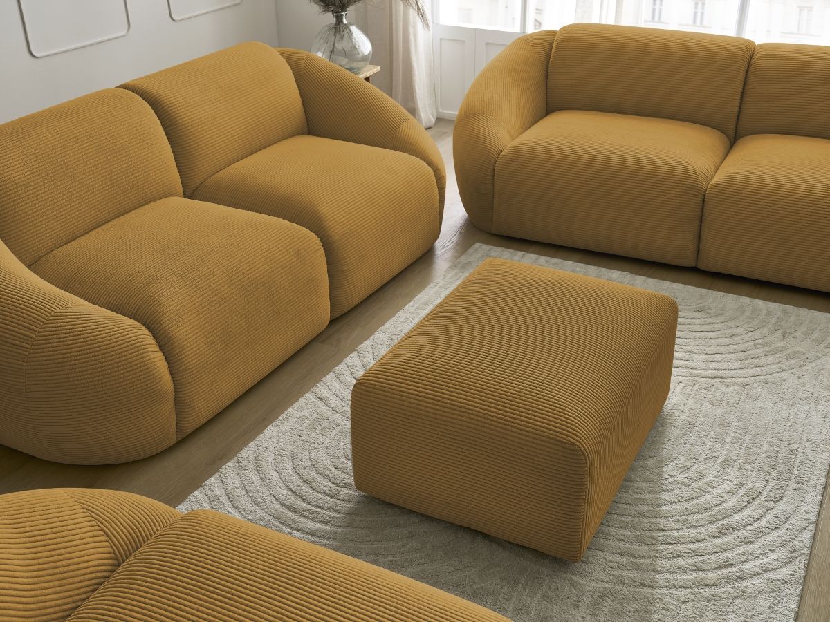 Bobochic Tina Sofa 7-Sitzer mit Pouf Cordsamt Gelb