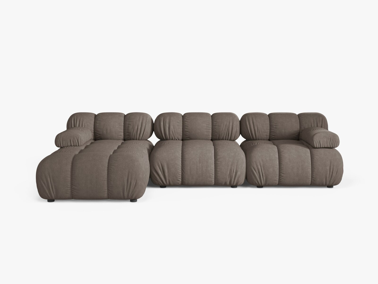 Micadoni Modulares Ecksofa Bellis 4-Sitzer Links Strukturierter Stoff Liberty Cappuccino