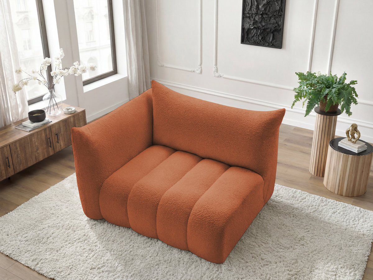 Bobochic Azra Sofamodul 2-Sitzer 143 × 112 cm Bouclé-Stoff Orange Ecke links