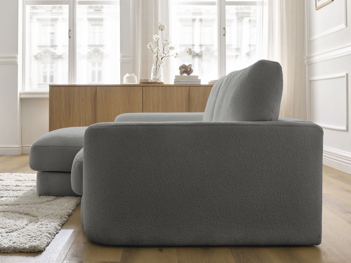 Bobochic Leonore Ecksofa Bouclé-Stoff Dunkelgrau Ecke links