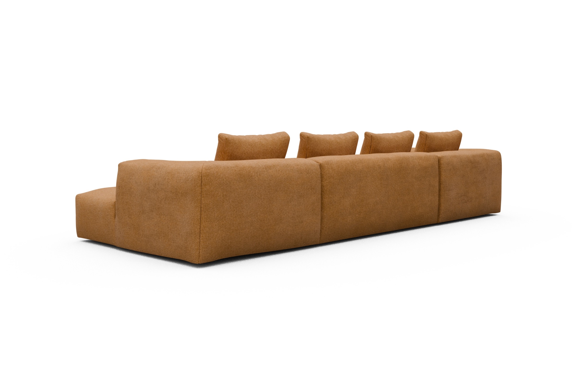 Wohnlandschaft Fred Relax-Ecke links mit 2-Sitzer und Chaiselongue rechts Strukturierter Stoff Casone 497-Warm-Yellow