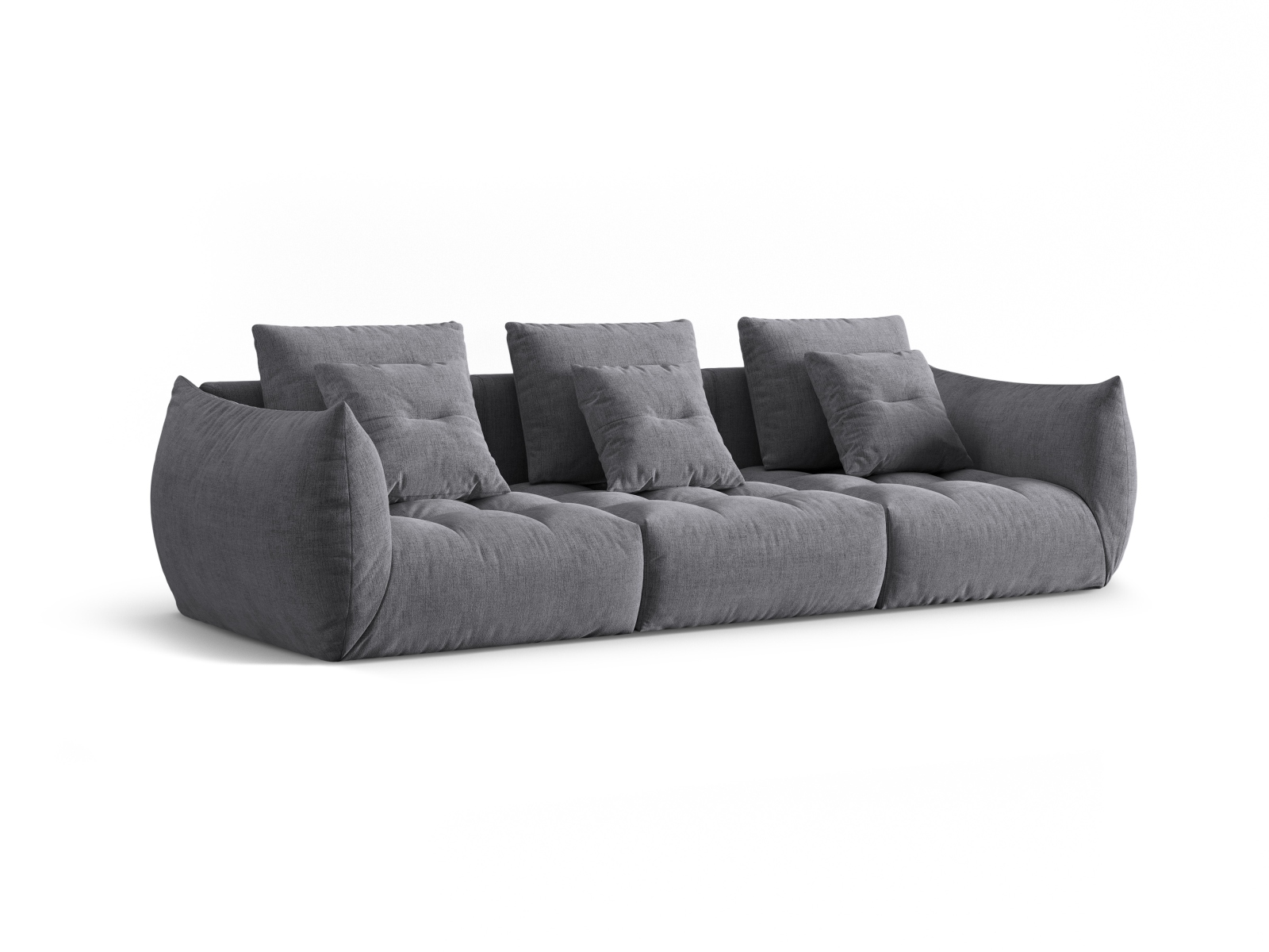 Micadoni Sofa Bloom 4-Sitzer Strukturierter Stoff Grau