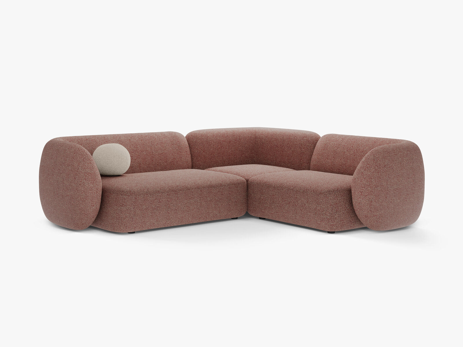 Micadoni Ecksofa Kate 4-Sitzer Rechts Strukturierter Stoff Puente Rosa Melange