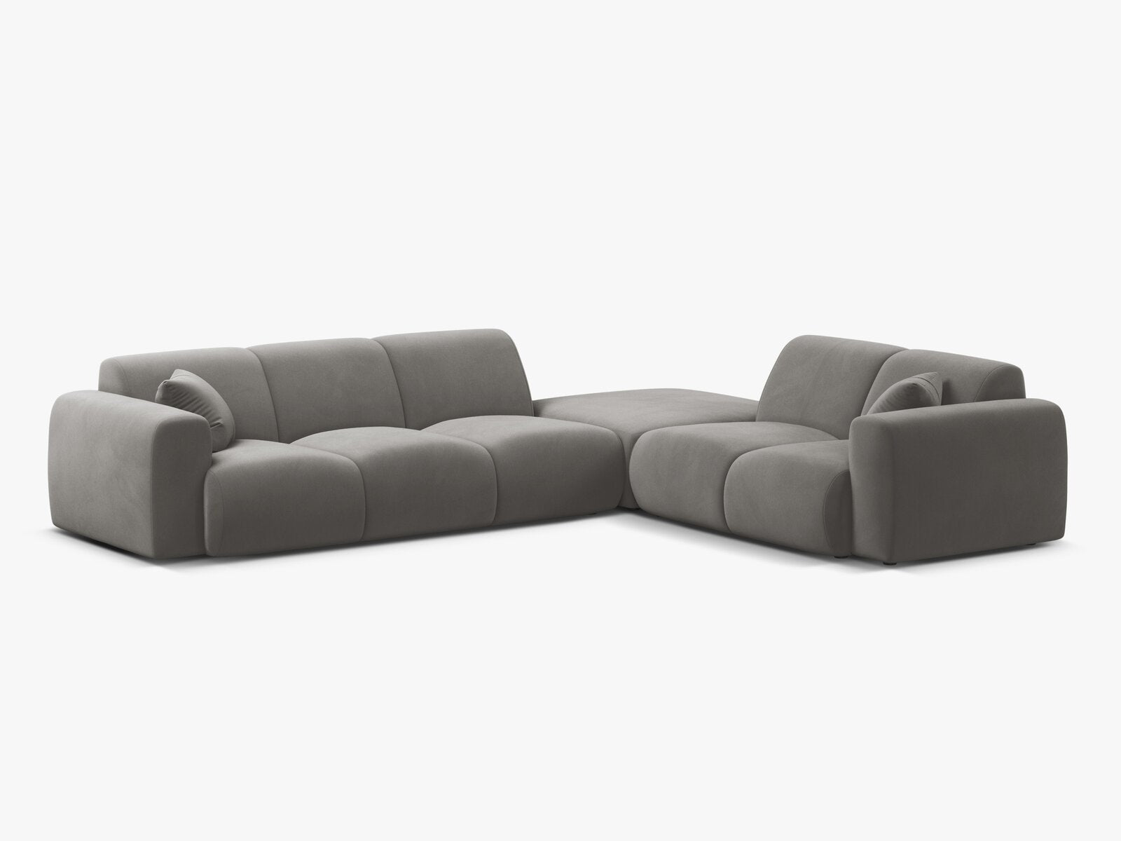 Micadoni Ecksofa Molino 6-Sitzer Rechts Samt Casino Grau